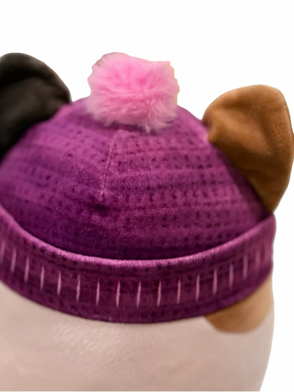 Squishmallows Cam Calico Cat 7.5” Purple Beanie Pink Pom NWT